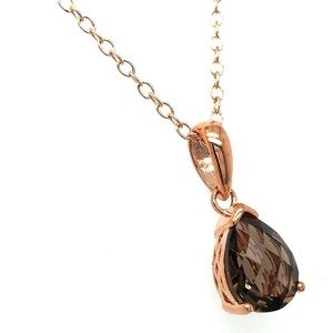 14k 925 LeVian 2.5 carat Chocolate Quartz Pendant Rose Gold